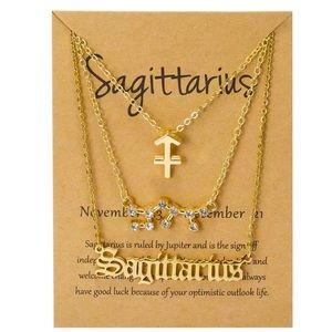 3Pcs/Set Zodiac/Constellation Charm Gold Necklace